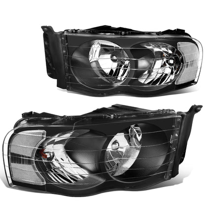 FAROS 02-05 DODGE RAM 1500 / 03-05 RAM 2500 , 3500 2/4-DOOR - BLACK HOUSING / CLEAR CORNER - 9007 LOW BEAM / HIGH BEAM