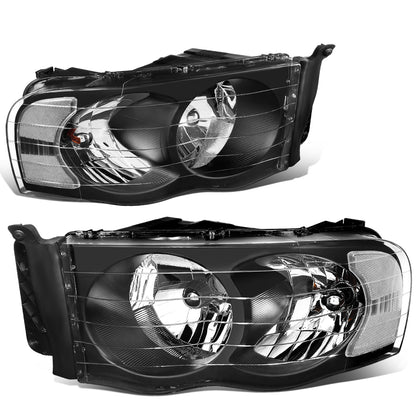 FAROS 02-05 DODGE RAM 1500 / 03-05 RAM 2500 , 3500 2/4-DOOR - BLACK HOUSING / CLEAR CORNER - 9007 LOW BEAM / HIGH BEAM