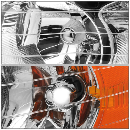 FAROS 02-05 DODGE RAM 1500 / 03-05 RAM 2500 , 3500 2/4-DOOR - CHROME HOUSING / AMBER CORNER - 9007 LOW BEAM / HIGH BEAM