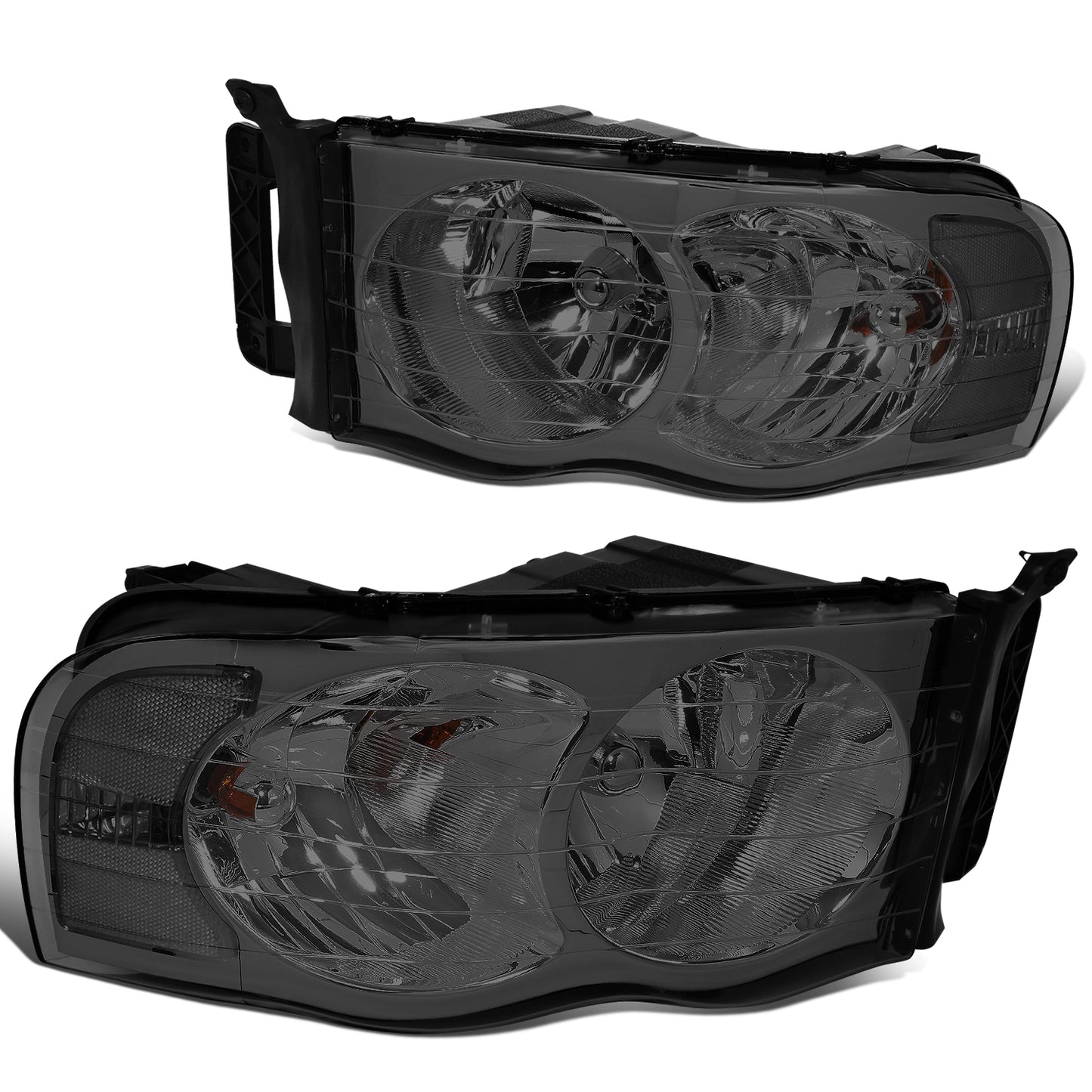 FAROS 02-05 DODGE RAM 1500 / 03-05 RAM 2500 , 3500 2/4-DOOR - SMOKE HOUSING / CLEAR CORNER - 9007 LOW BEAM / HIGH BEAM