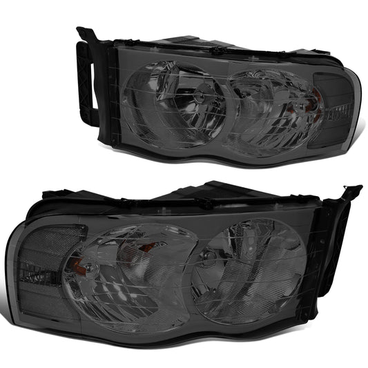 FAROS 02-05 DODGE RAM 1500 / 03-05 RAM 2500 , 3500 2/4-DOOR - SMOKE HOUSING / CLEAR CORNER - 9007 LOW BEAM / HIGH BEAM