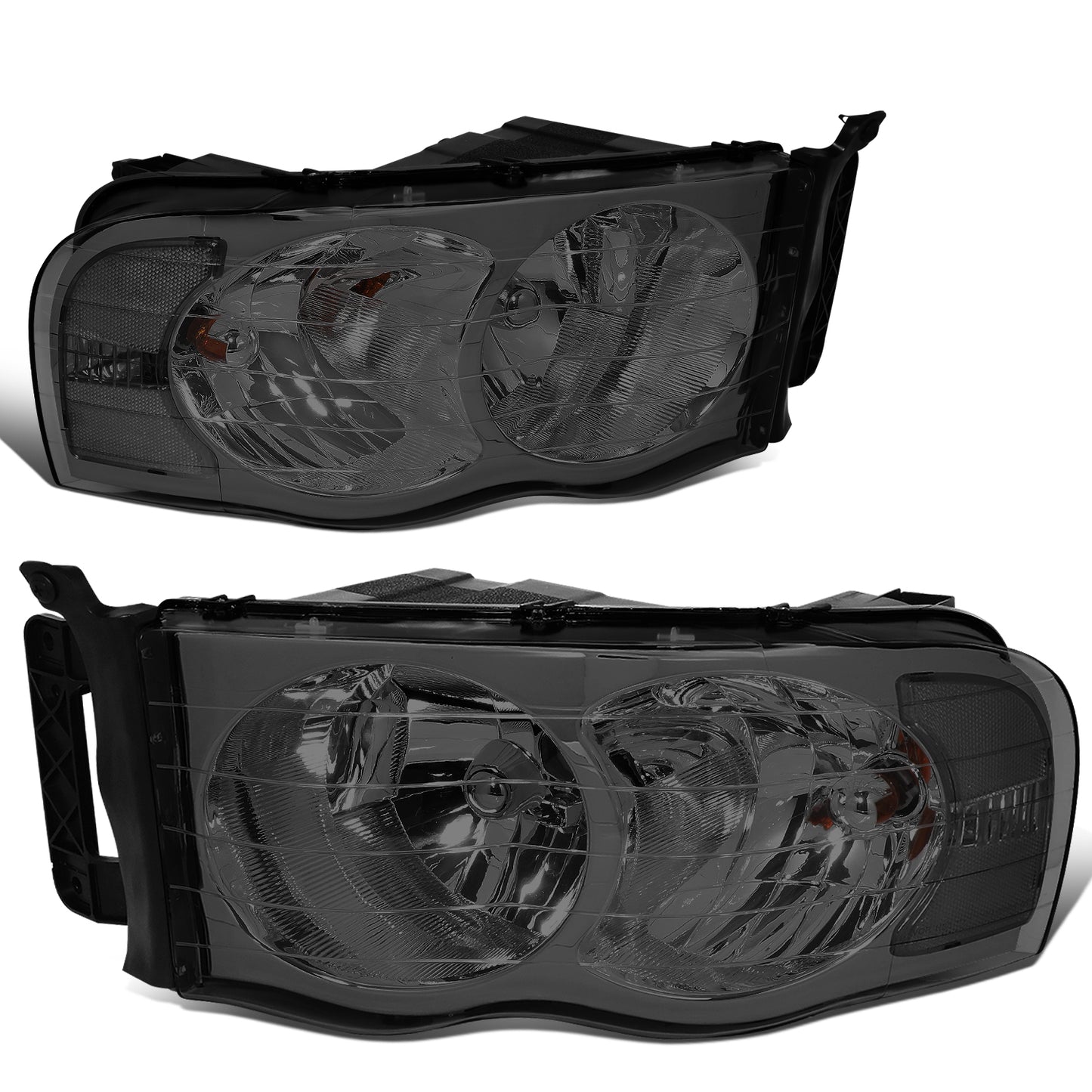FAROS 02-05 DODGE RAM 1500 / 03-05 RAM 2500 , 3500 2/4-DOOR - SMOKE HOUSING / CLEAR CORNER - 9007 LOW BEAM / HIGH BEAM