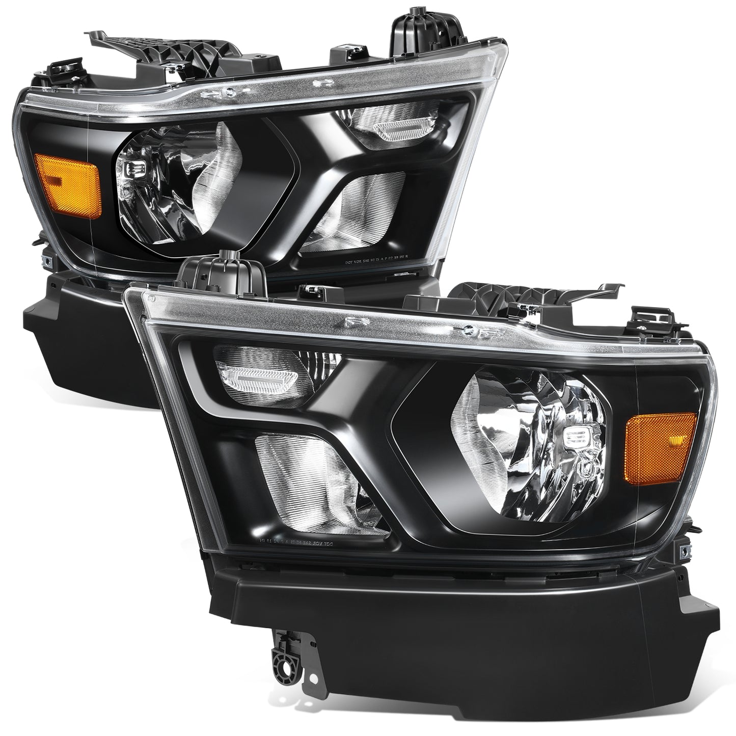 FAROS 19-24 RAM 1500 - WITH FACTORY HALOGEN HEADLIGHTS - 9005 HIGH / H11 LOW / 12961 MARKER - BLACK / AMBER