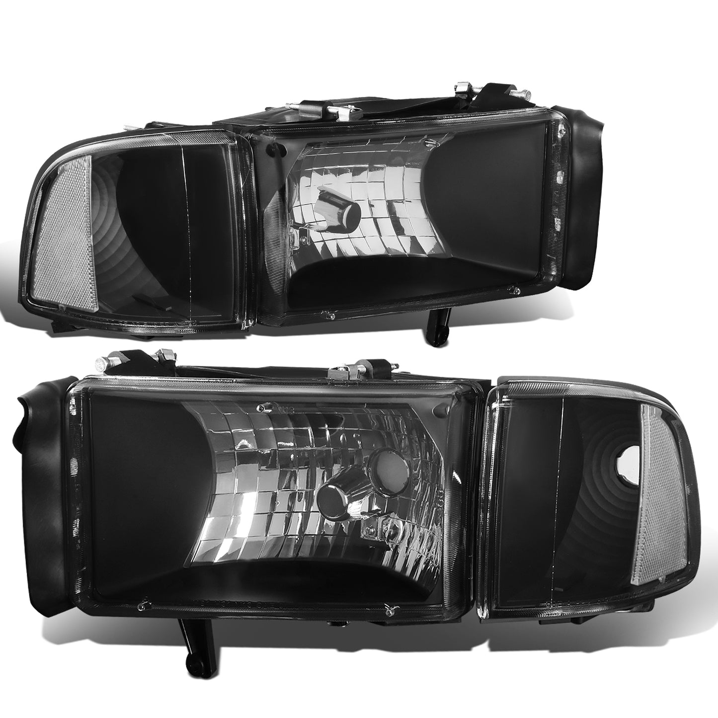 FAROS 94-01 DODGE RAM 1500 / 94-02 DODGE RAM 2500 , 3500 2/4-DOOR - DOES NOT FIT SPORT MODELS OR RAM VAN MODELS - BLACK HOUSING / CLEAR CORNER - 9004 LOW BEAM / HIGH BEAM