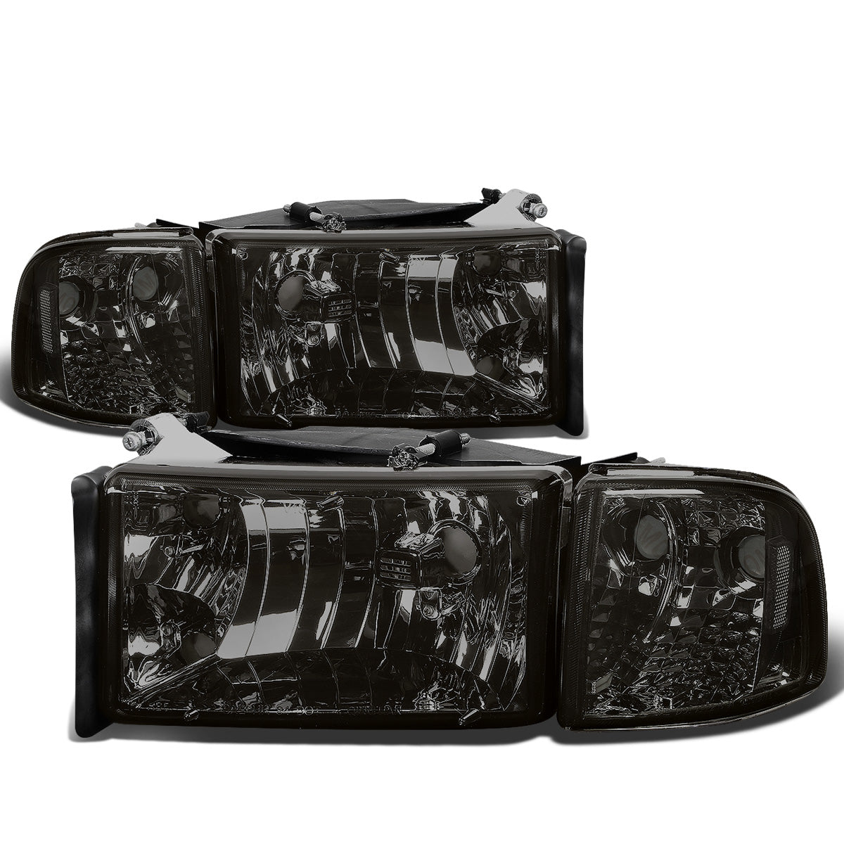 FAROS 94-01 DODGE RAM 1500 / 94-02 DODGE RAM 2500 , 3500 2/4-DOOR - DOES NOT FIT SPORT MODELS OR RAM VAN MODELS - SMOKE HOUSING / CLEAR CORNER - 9004 LOW BEAM / HIGH BEAM