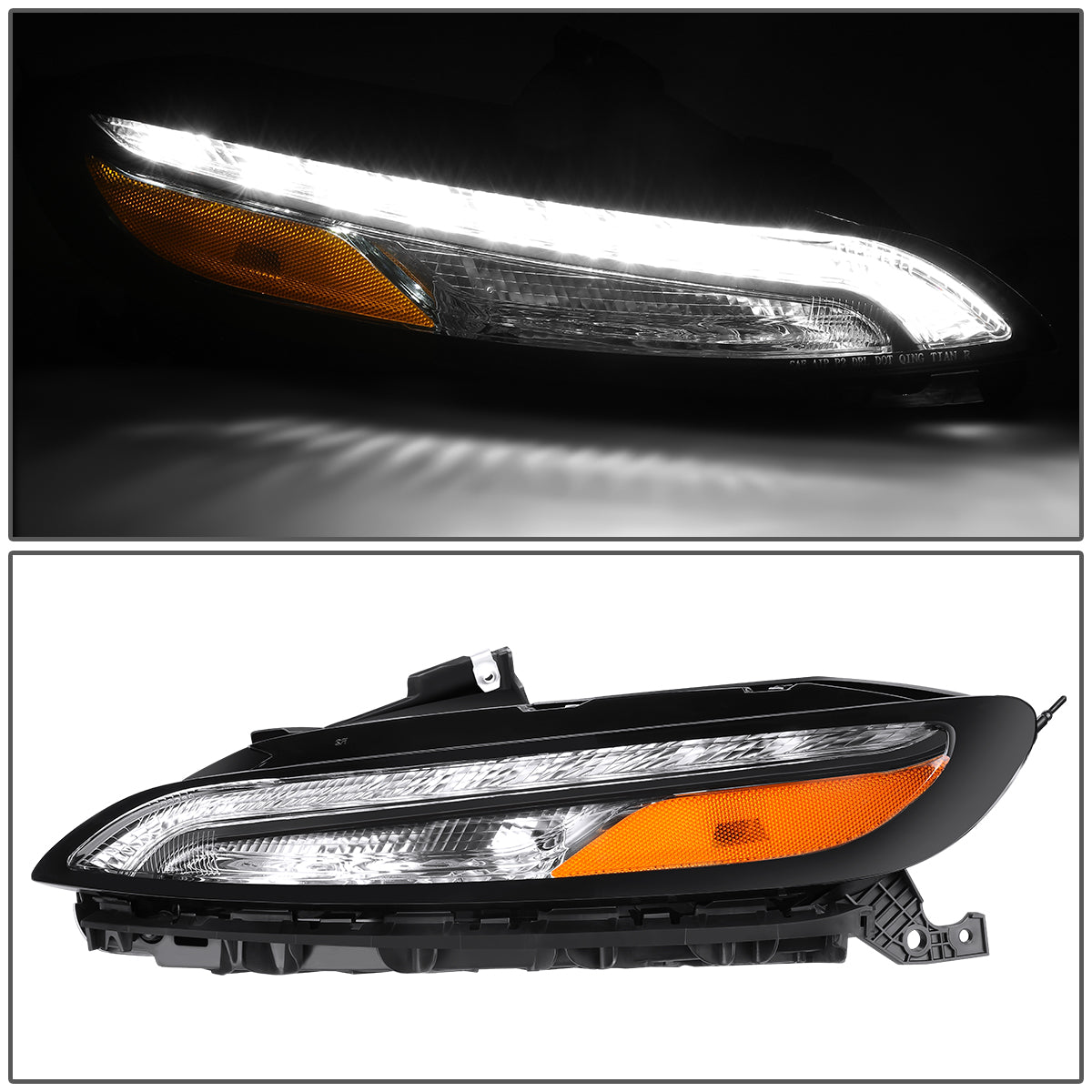 FAROS 14-18 JEEP CHEROKEE - OE STYLE - LED DRL - CHROME HOUSING / AMBER CORNER - 7440 SIGNAL / 194 MARKER