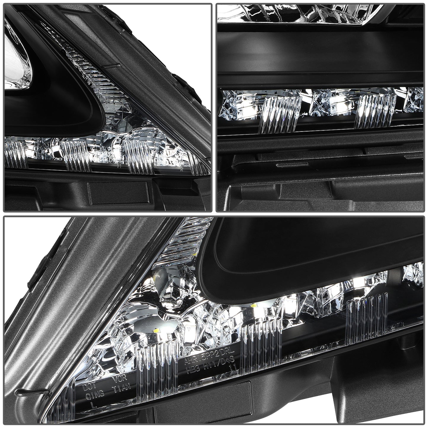 FAROS 13-15 LEXUS ES300H / 13-15 LEXUS ES350 - FITS MODELS WITH HALOGEN HEADLIGHTS ONLY - DOES NOT FIT FACTORY HID EQUIPPED MODELS - H11 LOW BEAM / 9005 HIGH BEAM / 7444NA TURN SIGNAL / 168 SIDE MARKER - BLACK HOUSING / AMBER CORNER