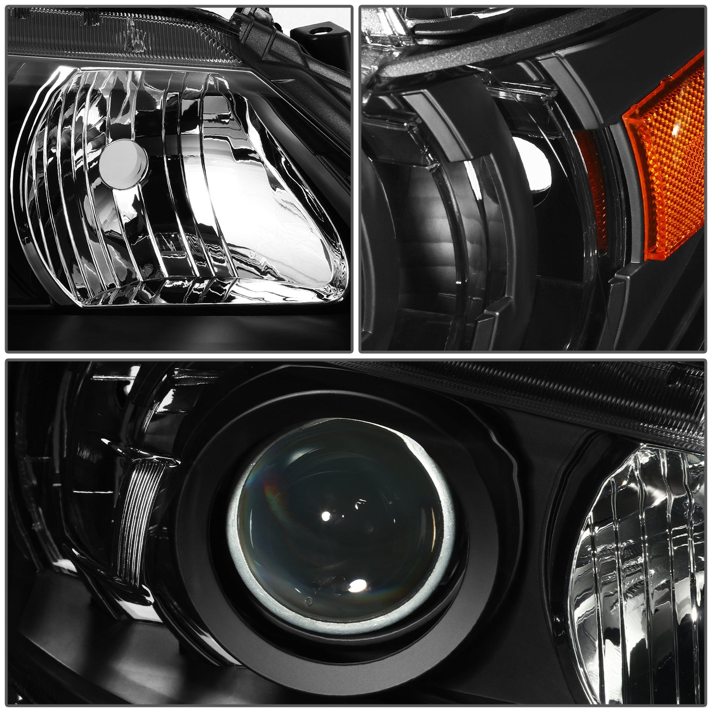 FAROS 13-15 LEXUS ES300H / 13-15 LEXUS ES350 - FITS MODELS WITH HALOGEN HEADLIGHTS ONLY - DOES NOT FIT FACTORY HID EQUIPPED MODELS - H11 LOW BEAM / 9005 HIGH BEAM / 7444NA TURN SIGNAL / 168 SIDE MARKER - BLACK HOUSING / AMBER CORNER