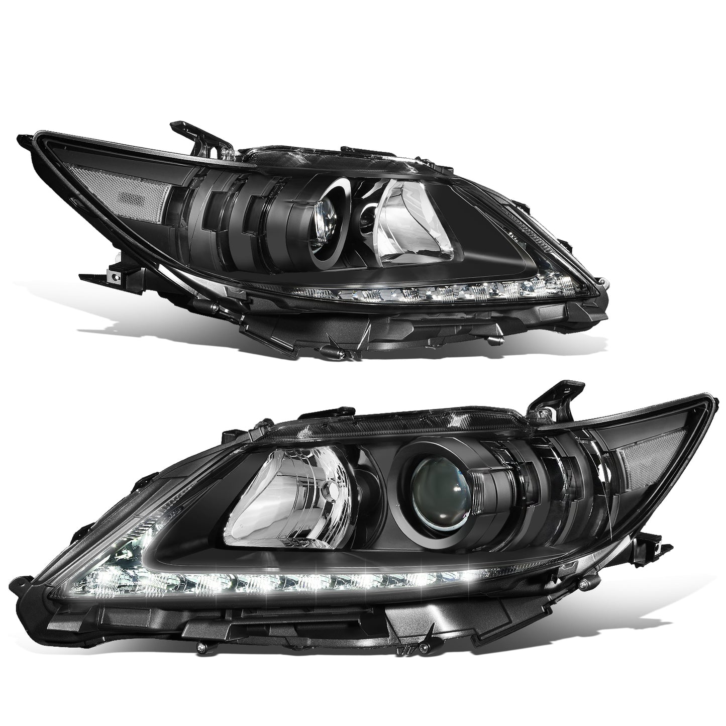 FAROS 13-15 LEXUS ES300H / 13-15 LEXUS ES350 - FITS MODELS WITH HALOGEN HEADLIGHTS ONLY - DOES NOT FIT FACTORY HID EQUIPPED MODELS - H11 LOW BEAM / 9005 HIGH BEAM / 7444NA TURN SIGNAL / 168 SIDE MARKER - BLACK HOUSING / CLEAR CORNER