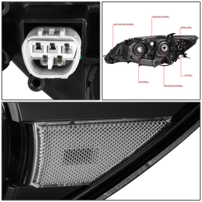 FAROS 13-15 LEXUS ES300H / 13-15 LEXUS ES350 - FITS MODELS WITH HALOGEN HEADLIGHTS ONLY - DOES NOT FIT FACTORY HID EQUIPPED MODELS - H11 LOW BEAM / 9005 HIGH BEAM / 7444NA TURN SIGNAL / 168 SIDE MARKER - BLACK HOUSING / CLEAR CORNER