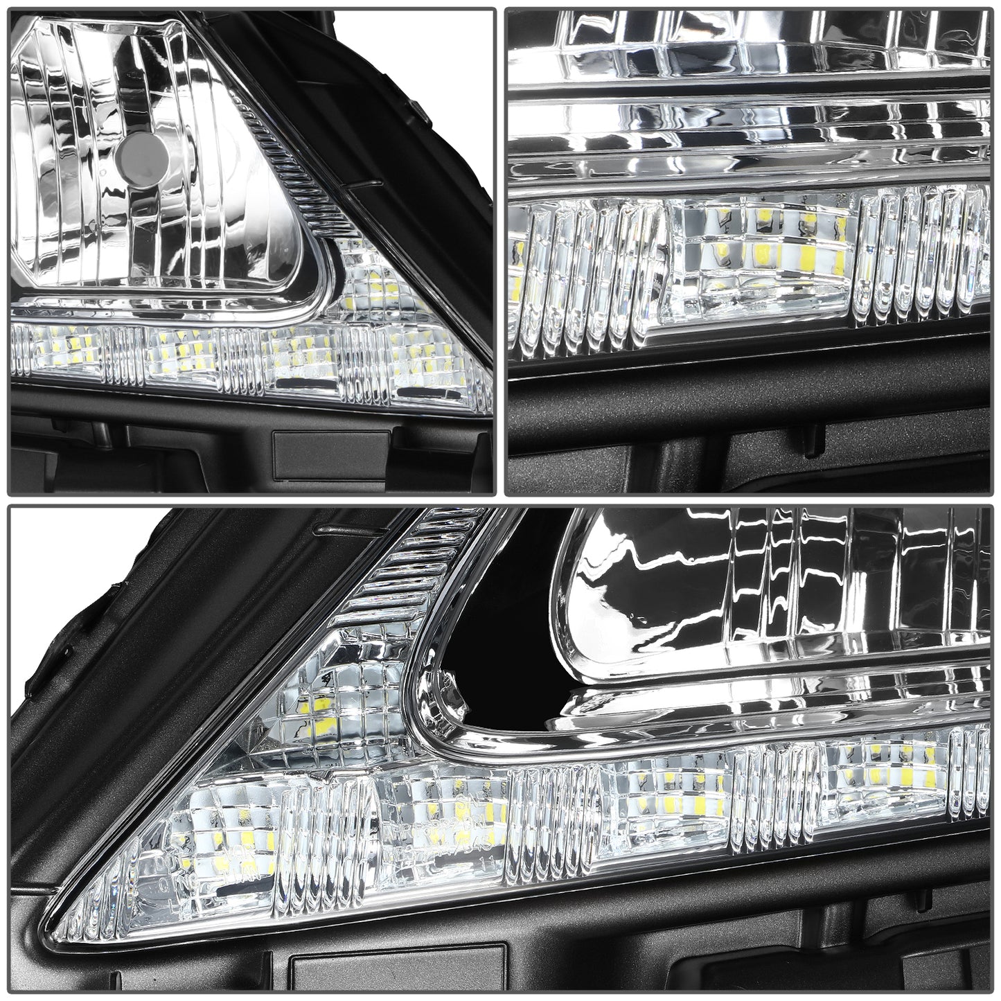 FAROS 13-15 LEXUS ES300H / 13-15 LEXUS ES350 - FITS MODELS WITH HALOGEN HEADLIGHTS ONLY - DOES NOT FIT FACTORY HID EQUIPPED MODELS - H11 LOW BEAM / 9005 HIGH BEAM / 7444NA TURN SIGNAL / 168 SIDE MARKER - CHROME HOUSING / CLEAR CORNER