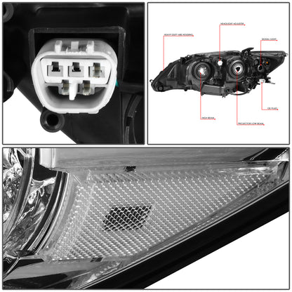 FAROS 13-15 LEXUS ES300H / 13-15 LEXUS ES350 - FITS MODELS WITH HALOGEN HEADLIGHTS ONLY - DOES NOT FIT FACTORY HID EQUIPPED MODELS - H11 LOW BEAM / 9005 HIGH BEAM / 7444NA TURN SIGNAL / 168 SIDE MARKER - CHROME HOUSING / CLEAR CORNER