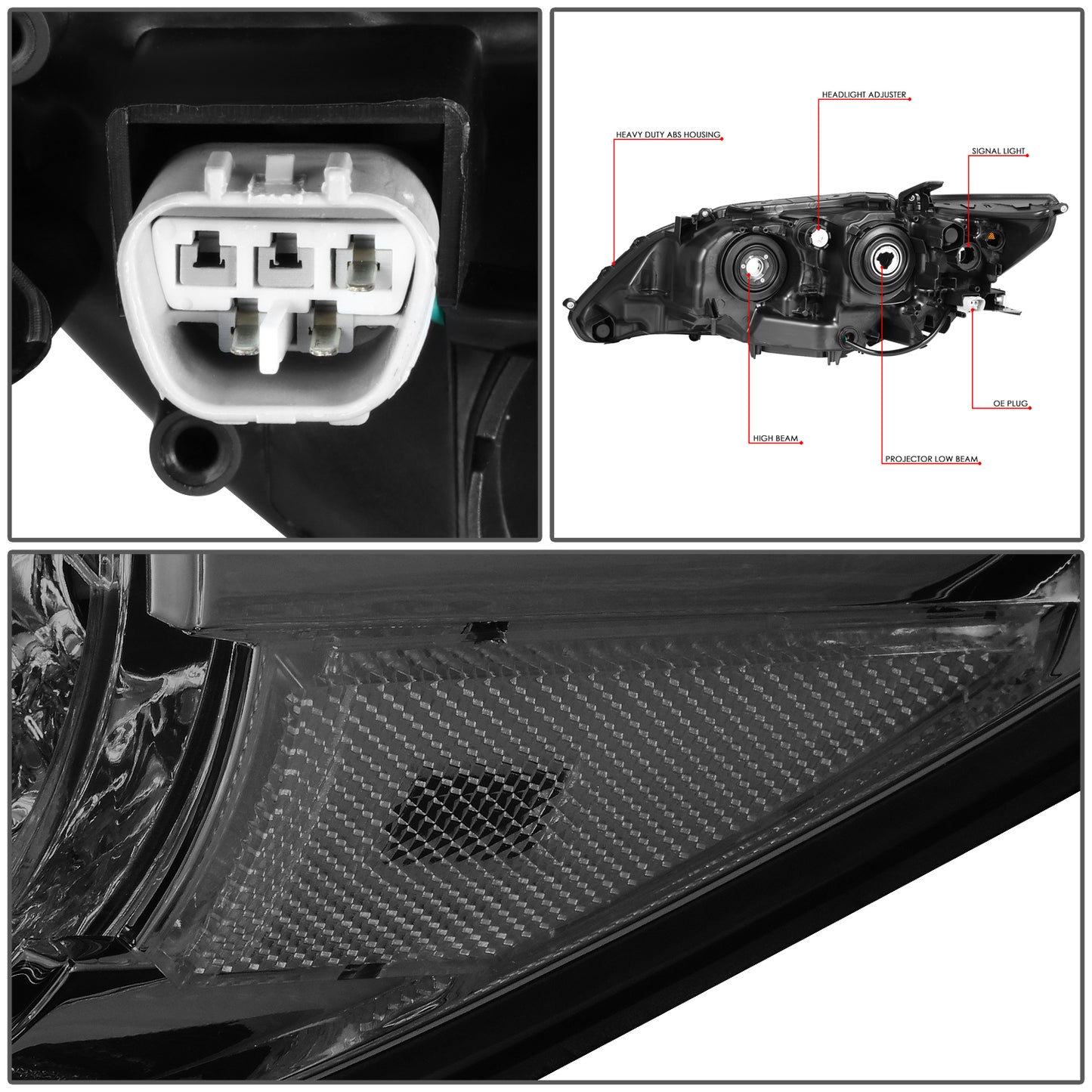FAROS 13-15 LEXUS ES300H / 13-15 LEXUS ES350 - FITS MODELS WITH HALOGEN HEADLIGHTS ONLY - DOES NOT FIT FACTORY HID EQUIPPED MODELS - H11 LOW BEAM / 9005 HIGH BEAM / 7444NA TURN SIGNAL / 168 SIDE MARKER - CHROME HOUSING / SMOKED LENS / AMBER CORNER