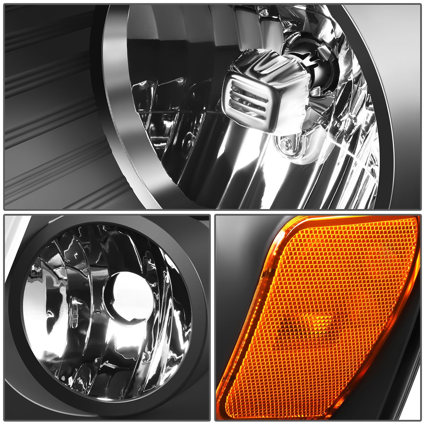 FAROS F-150 2004-2008 //WHITE COVER, YELLOW REVERSE, BLACK TRIM FRAME NEAR AND FAR LIGHT WITH BLUE LIGHT BULB