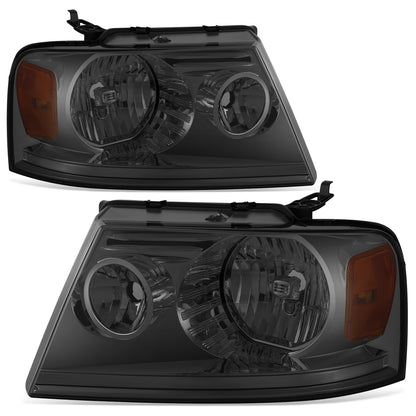 FAROS 04-08 FORD F-150 / 06-08 LINCOLN MARK LT - OE STYLE - H13 HIGH/LOW BEAM / 194 SIDE MARKER / 3157A TURN SIGNAL - CHROME HOUSING / SMOKED LENS / AMBER CORNER