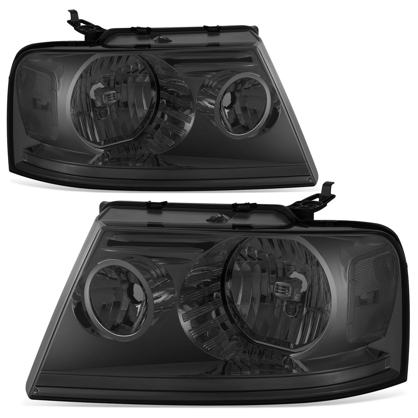 FAROS 04-08 FORD F-150 / 06-08 LINCOLN MARK LT - OE STYLE - H13 HIGH/LOW BEAM / 194 SIDE MARKER / 3157A TURN SIGNAL - CHROME HOUSING / SMOKED LENS / CLEAR CORNER