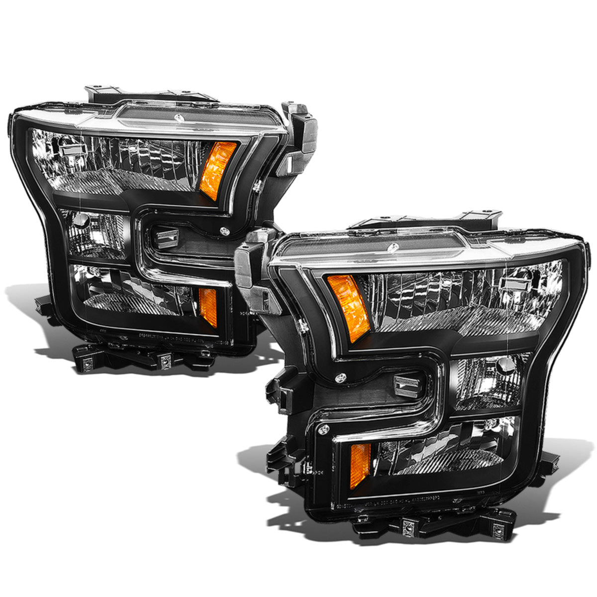 FAROS 15-17 FORD F-150 2/4-DOOR - ONLY FITS MODELS W/ COMPOSITE HEADLIGHTS - H11 LOW BEAM / 9005 HIGH BEAM / 7444NA TURN SIGNAL - BLACK HOUSING / AMBER CORNER