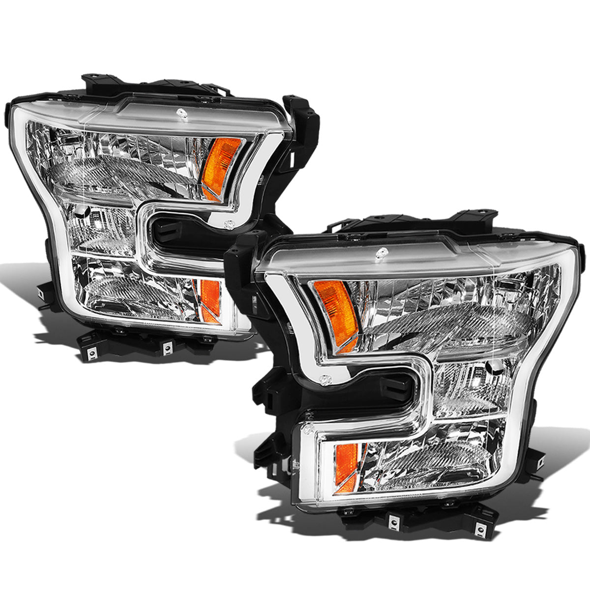FAROS 15-17 FORD F-150 2/4-DOOR - ONLY FITS MODELS W/ COMPOSITE HEADLIGHTS - H11 LOW BEAM / 9005 HIGH BEAM / 7444NA TURN SIGNAL - CHROME HOUSING / AMBER CORNER