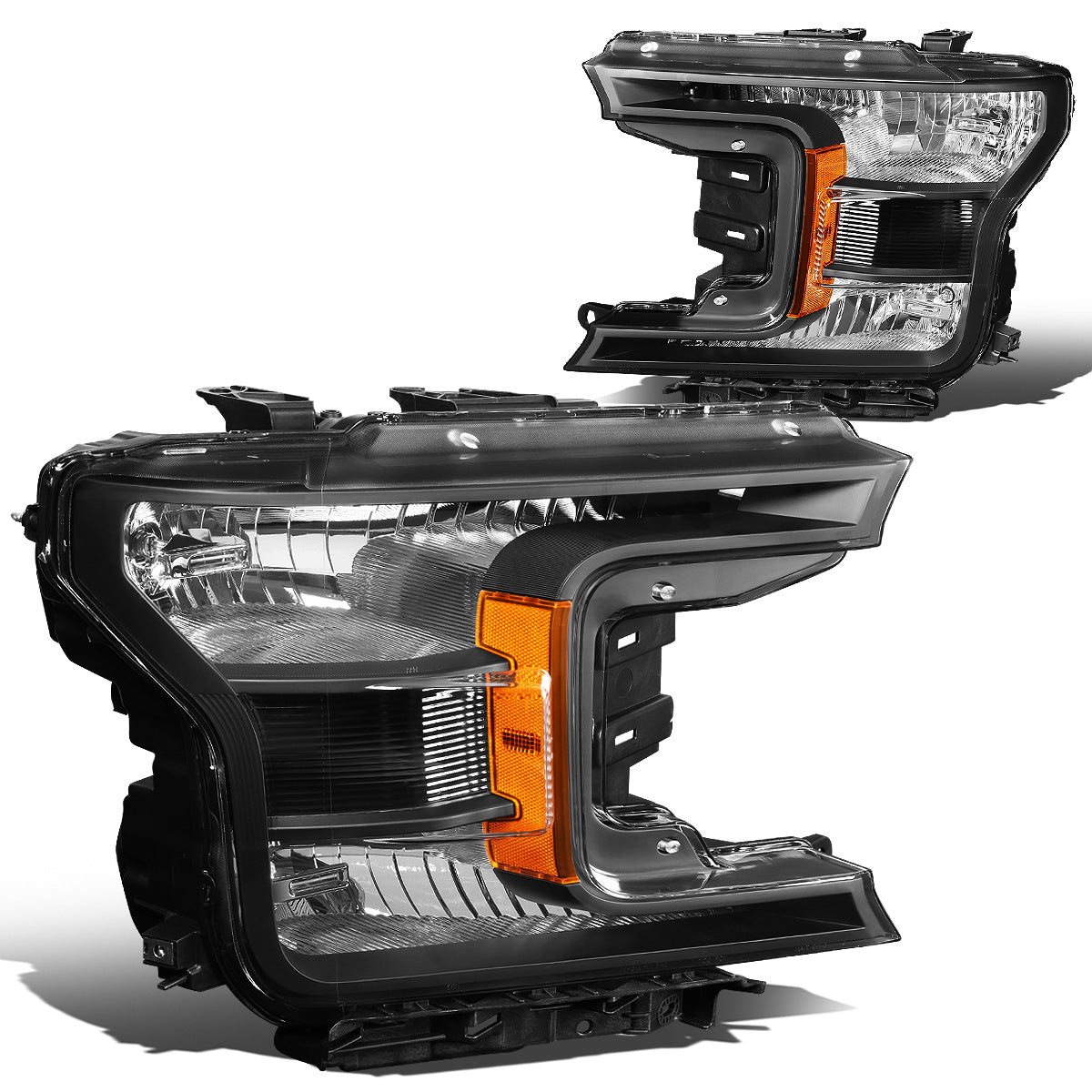 FAROS 18-19 FORD F-150 - FITS MODELS W/ HALOGEN HEADLIGHTS ONLY - H11 LOW BEAM / 9005 HIGH BEAM / 7444NA TURN SIGNAL - BLACK HOUSING / AMBER CORNER