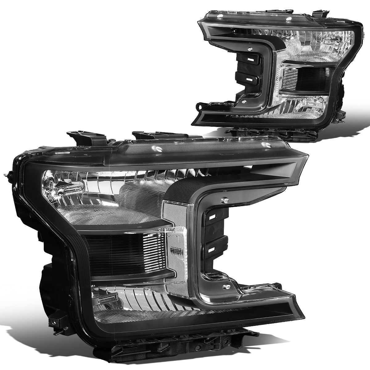 FAROS 18-19 FORD F-150 - FITS MODELS W/ HALOGEN HEADLIGHTS ONLY - H11 LOW BEAM / 9005 HIGH BEAM / 7444NA TURN SIGNAL - BLACK HOUSING / CLEAR CORNER