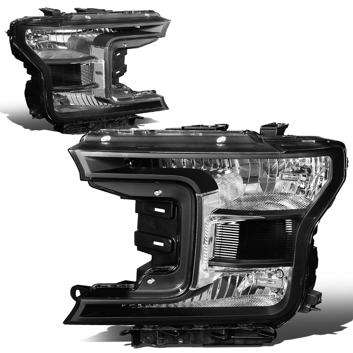 FAROS 18-19 FORD F-150 - FITS MODELS W/ HALOGEN HEADLIGHTS ONLY - H11 LOW BEAM / 9005 HIGH BEAM / 7444NA TURN SIGNAL - BLACK HOUSING / CLEAR CORNER