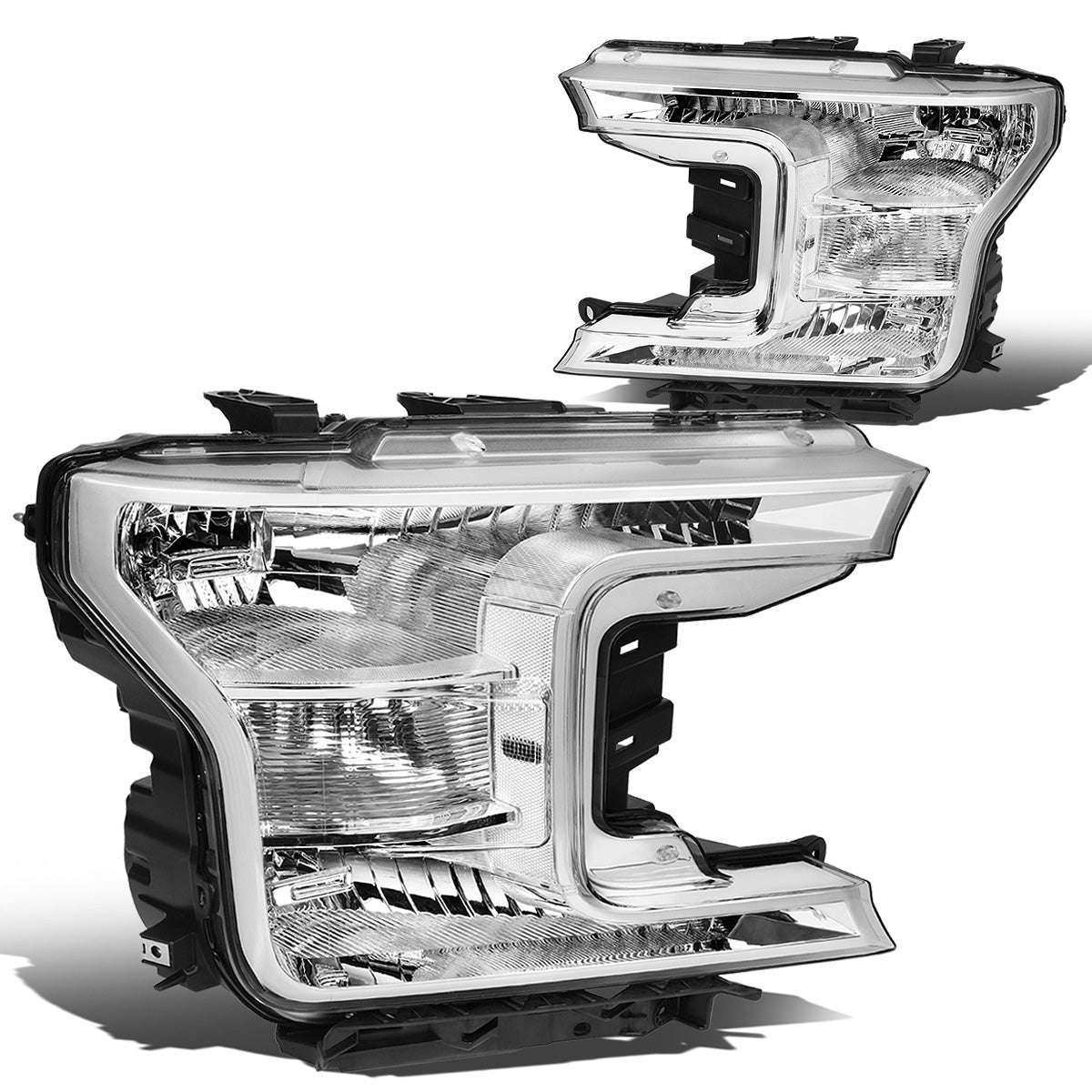 FAROS 18-19 FORD F-150 - FITS MODELS W/ HALOGEN HEADLIGHTS ONLY - H11 LOW BEAM / 9005 HIGH BEAM / 7444NA TURN SIGNAL - CHROME HOUSING / CLEAR CORNER