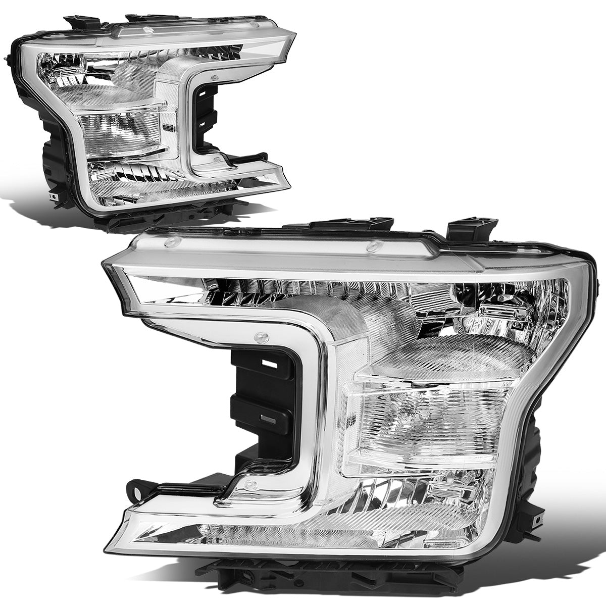 FAROS 18-19 FORD F-150 - FITS MODELS W/ HALOGEN HEADLIGHTS ONLY - H11 LOW BEAM / 9005 HIGH BEAM / 7444NA TURN SIGNAL - CHROME HOUSING / CLEAR CORNER