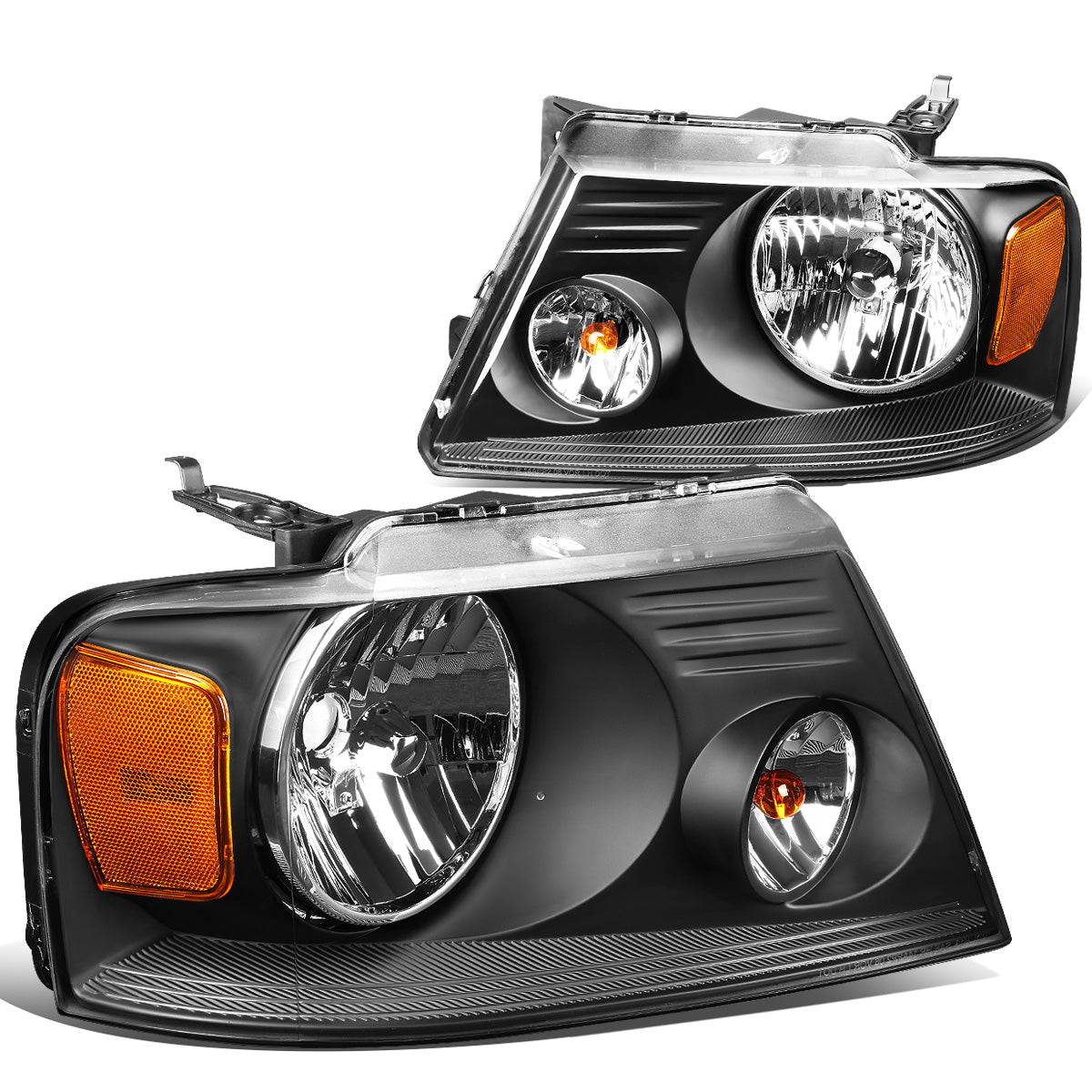 FAROS 04-08 FORD F-150 / 06-08 LINCOLN MARK LT 2/4-DR - 9007 LOW BEAM / HIGH BEAM / 3157A TURN SIGNAL - BLACK HOUSING / AMBER CORNER