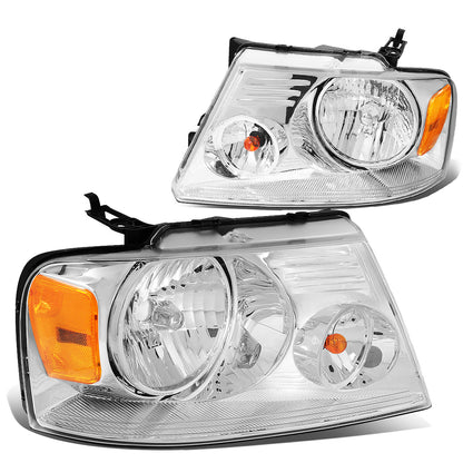 FAROS 04-08 FORD F-150 / 06-08 LINCOLN MARK LT 2/4-DR - 9007 LOW BEAM / HIGH BEAM / 3157A TURN SIGNAL - CHROME HOUSING / AMBER CORNER