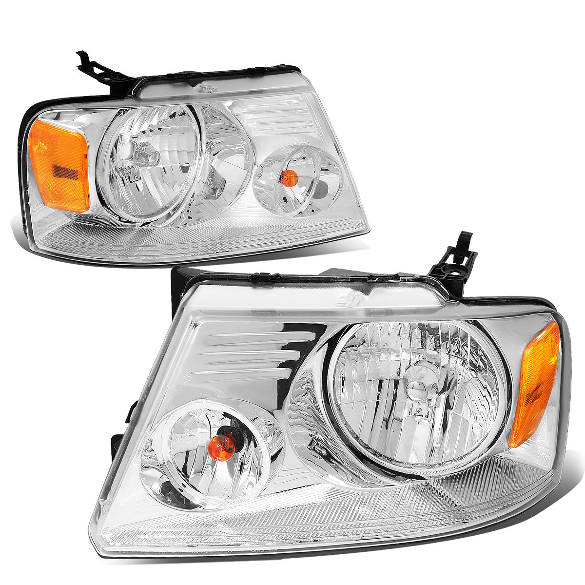FAROS 04-08 FORD F-150 / 06-08 LINCOLN MARK LT 2/4-DR - 9007 LOW BEAM / HIGH BEAM / 3157A TURN SIGNAL - CHROME HOUSING / AMBER CORNER