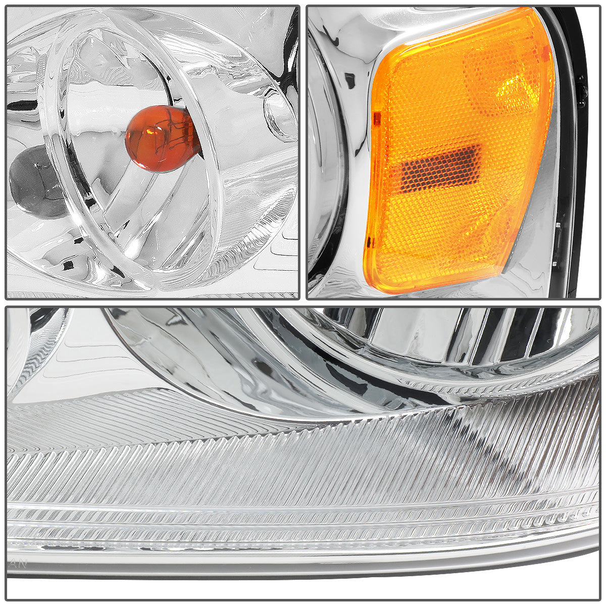 FAROS 04-08 FORD F-150 / 06-08 LINCOLN MARK LT 2/4-DR - 9007 LOW BEAM / HIGH BEAM / 3157A TURN SIGNAL - CHROME HOUSING / AMBER CORNER