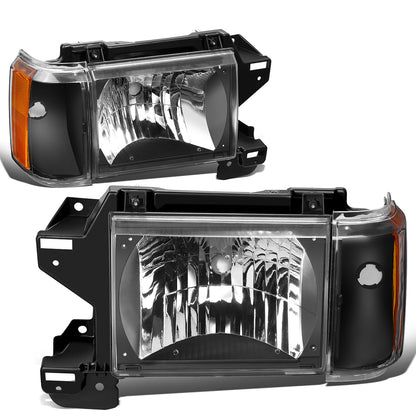 FAROS 87-91 FORD BRONCO, F-150, F-250, F-350 - 9004 HIGH / LOW BEAM / 1157A TURN SIGNAL - BLACK HOUSING / AMBER CORNER