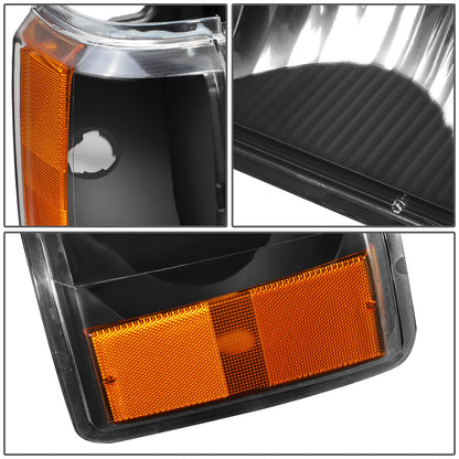 FAROS 87-91 FORD BRONCO, F-150, F-250, F-350 - 9004 HIGH / LOW BEAM / 1157A TURN SIGNAL - BLACK HOUSING / AMBER CORNER