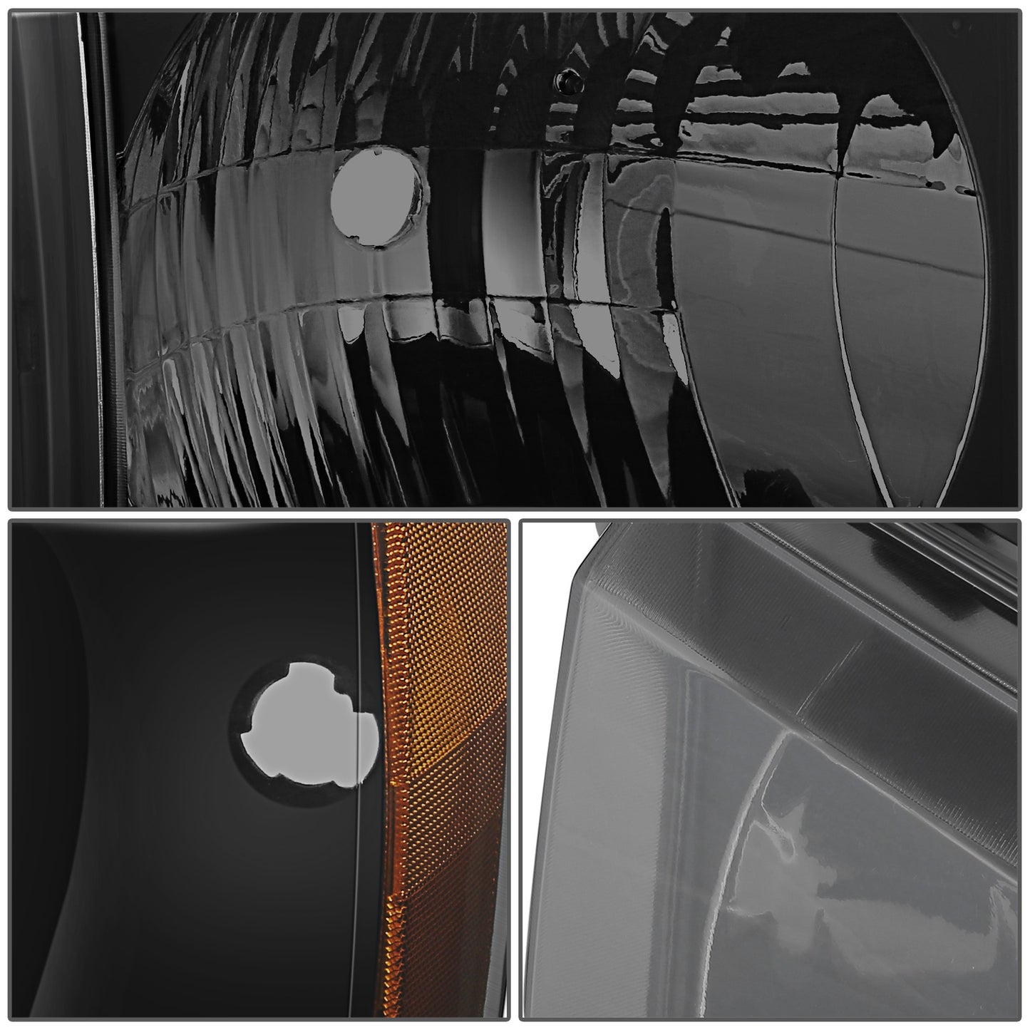 FAROS 87-91 FORD BRONCO, F-150, F-250, F-350 - 9004 HIGH / LOW BEAM / 1157A TURN SIGNAL - BLACK HOUSING / SMOKE LENS / AMBER CORNER