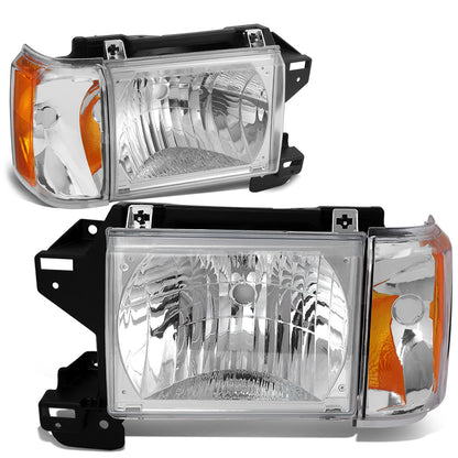 FAROS 87-91 FORD BRONCO, F-150, F-250, F-350 - 9004 HIGH / LOW BEAM / 1157A TURN SIGNAL - CHROME HOUSING / AMBER CORNER