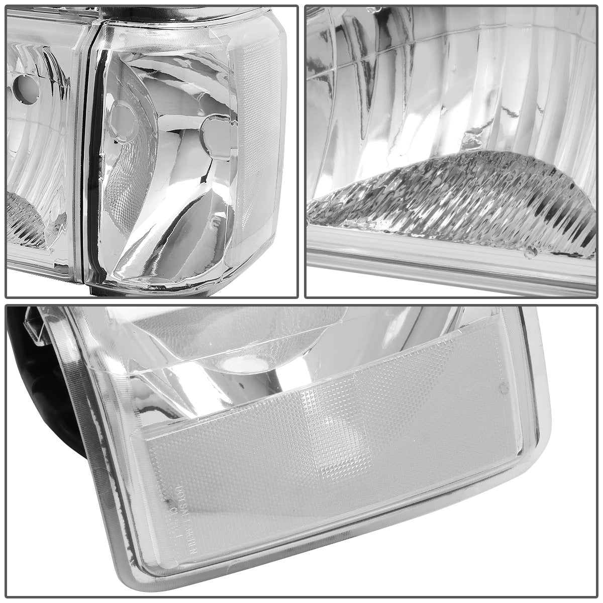 FAROS 87-91 FORD BRONCO, F-150, F-250, F-350 - 9004 HIGH / LOW BEAM / 1157A TURN SIGNAL - CHROME HOUSING / CLEAR CORNER