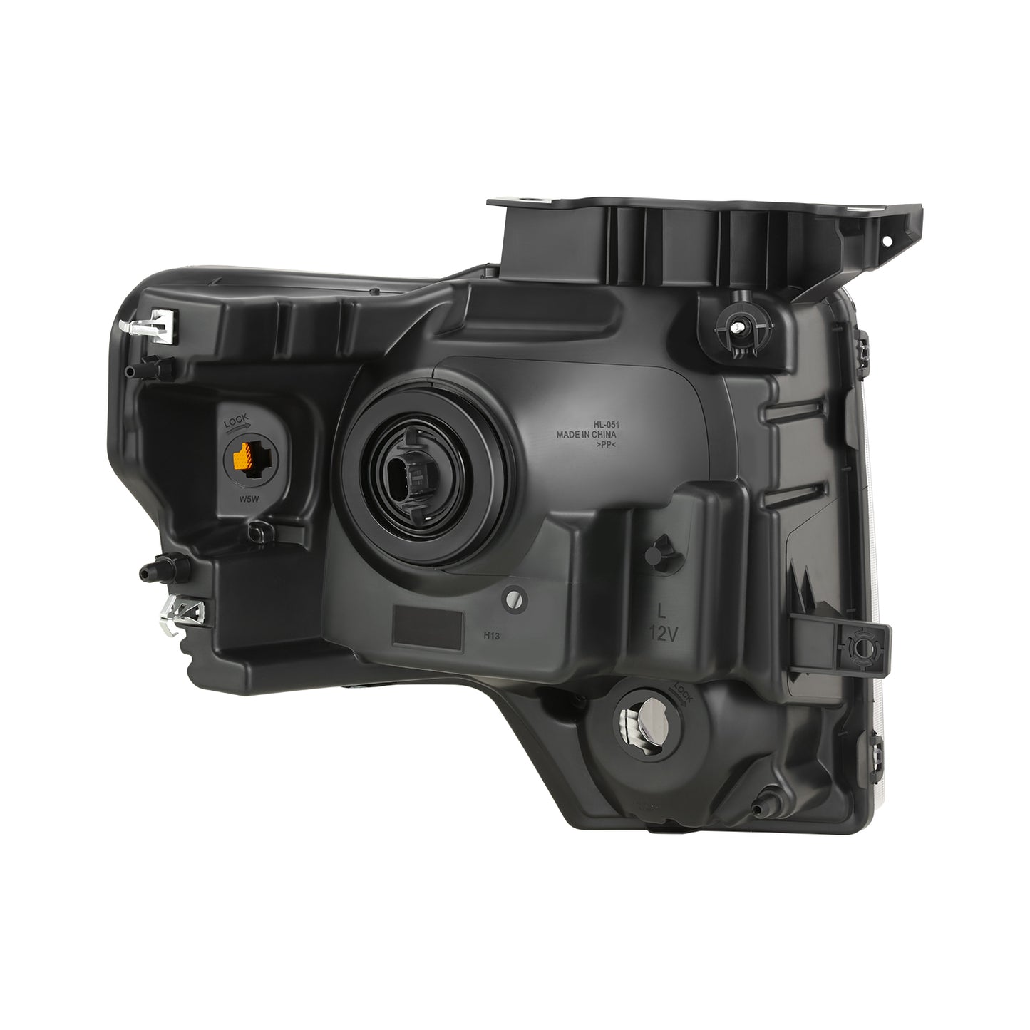 FAROS F-150 2009-2013//WHITE COVER, YELLOW REVERSE, BLACK TRIM FRAME NEAR AND FAR LIGHT WITH BLUE LIGHT BULB