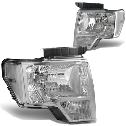 FAROS 09-14 FORD F-150 2/4-DR - FITS HALOGEN MODELS ONLY - DOES NOT FIT XENON OR HID MODEL - H13 LOW BEAM / HIGH BEAM / 3157A TURN SIGNAL - CHROME HOUSING / CLEAR CORNER