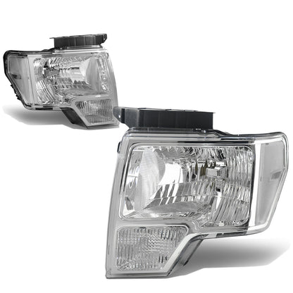FAROS 09-14 FORD F-150 2/4-DR - FITS HALOGEN MODELS ONLY - DOES NOT FIT XENON OR HID MODEL - H13 LOW BEAM / HIGH BEAM / 3157A TURN SIGNAL - CHROME HOUSING / CLEAR CORNER