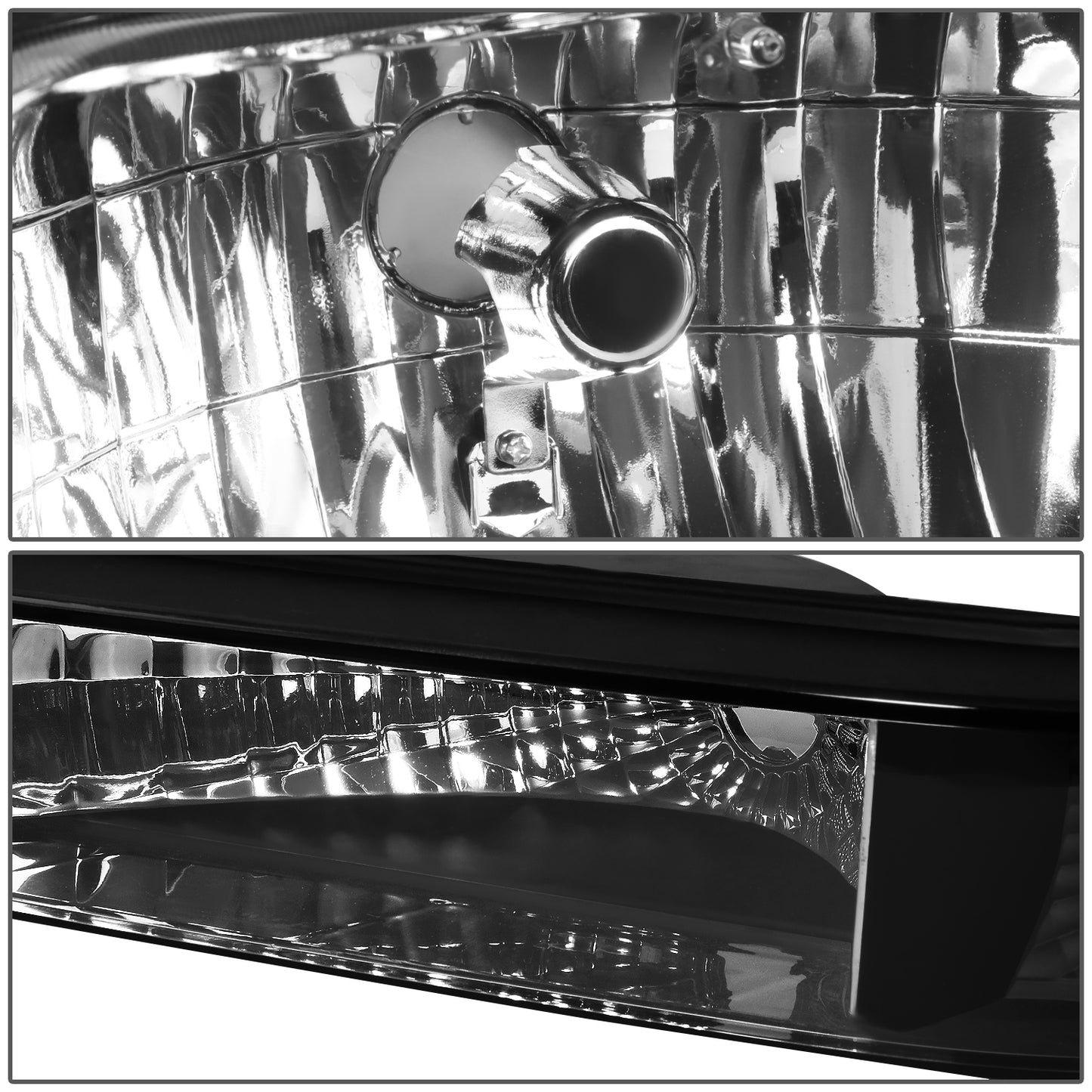 FAROS 92-96 FORD F-150, F-250, F-350, BRONCO 2/4-DR - 6PC - 9007 LOW BEAM / HIGH BEAM - 3157A TURN SIGNAL - BLACK HOUSING / AMBER CORNER