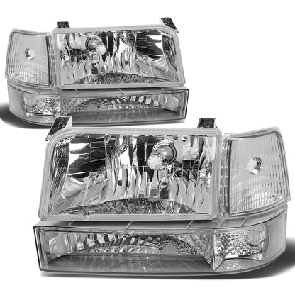 FAROS 92-96 FORD F-150, F-250, F-350, BRONCO 2/4-DR - 6PC - 9007 LOW BEAM / HIGH BEAM - 3157A TURN SIGNAL - CHROME HOUSING / CLEAR CORNER