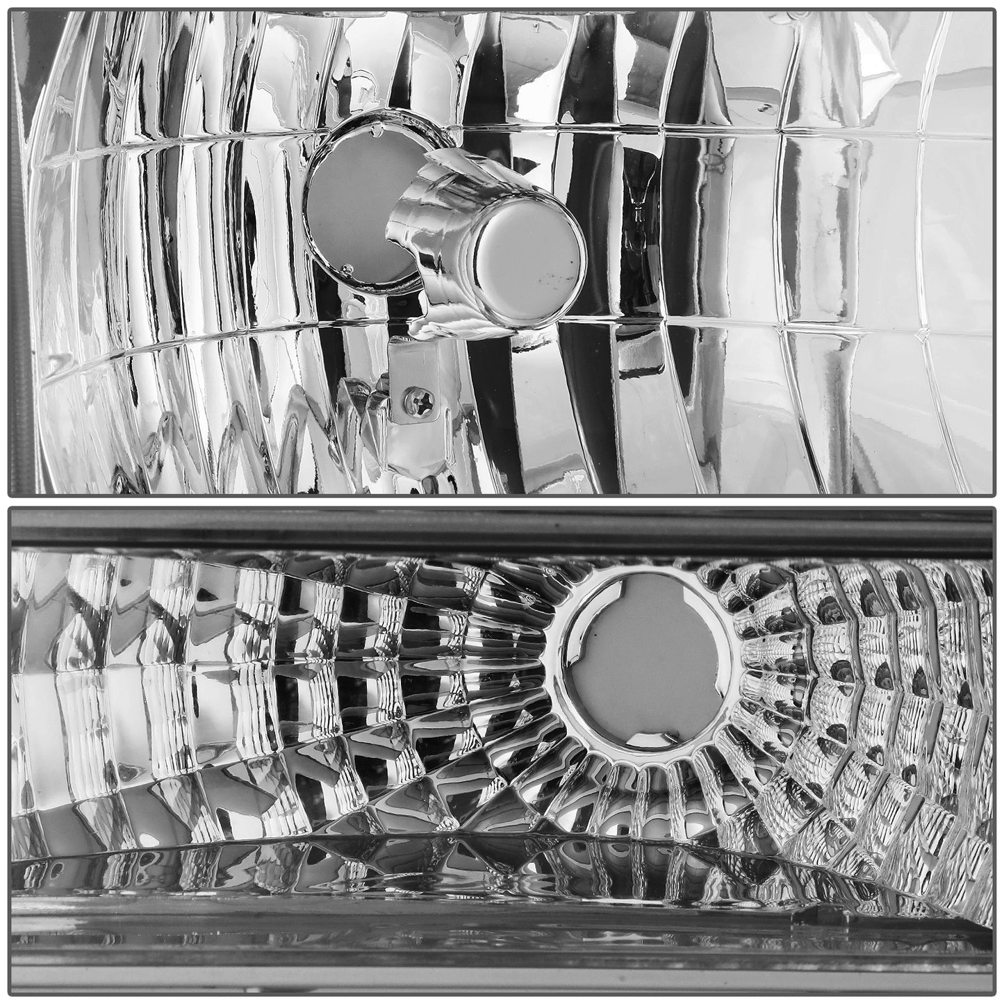 FAROS 92-96 FORD F-150, F-250, F-350, BRONCO 2/4-DR - 6PC - 9007 LOW BEAM / HIGH BEAM - 3157A TURN SIGNAL - CHROME HOUSING / CLEAR CORNER