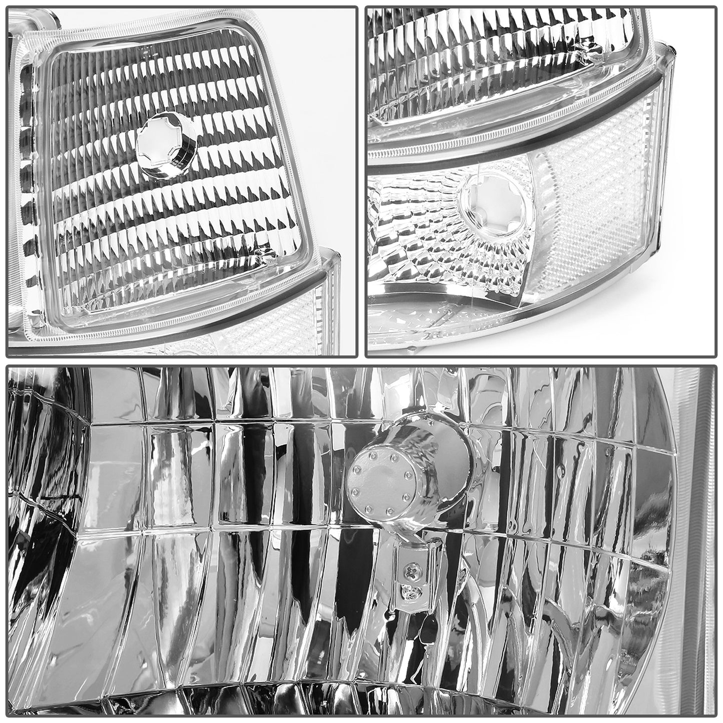 FAROS 92-96 FORD F-150, F-250, F-350, BRONCO 2/4-DR - 6PC - LED - 9007 LOW BEAM / HIGH BEAM - 3157A TURN SIGNAL - CHROME HOUSING / CLEAR CORNER