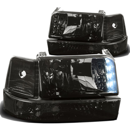 FAROS 92-96 FORD F-150, F-250, F-350, BRONCO 2/4-DR - 6PC - LED - 9007 LOW BEAM / HIGH BEAM - 3157A TURN SIGNAL - SMOKE HOUSING / CLEAR CORNER