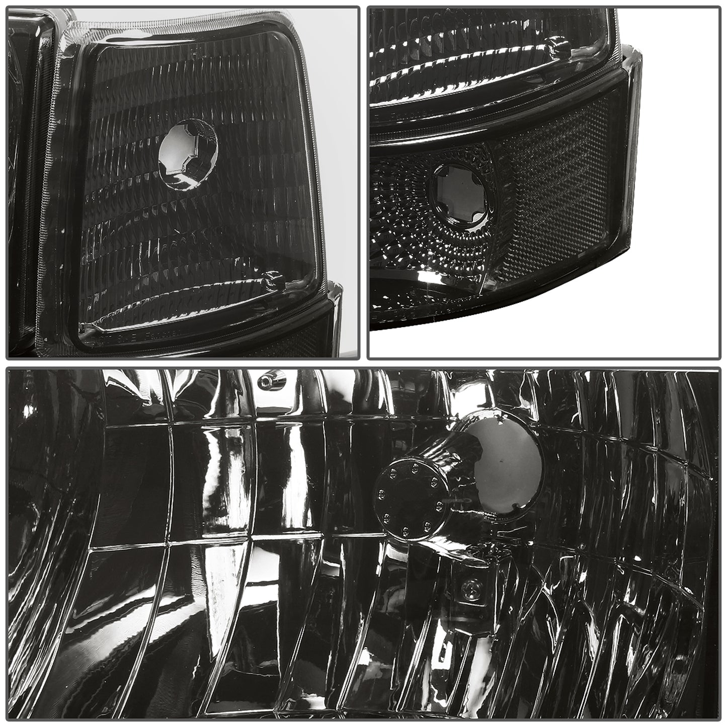 FAROS 92-96 FORD F-150, F-250, F-350, BRONCO 2/4-DR - 6PC - LED - 9007 LOW BEAM / HIGH BEAM - 3157A TURN SIGNAL - SMOKE HOUSING / CLEAR CORNER