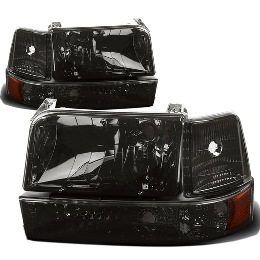 FAROS 92-96 FORD F-150, F-250, F-350, BRONCO 2/4-DR - 6PC - 9007 LOW BEAM / HIGH BEAM - 3157A TURN SIGNAL - SMOKE HOUSING / AMBER CORNER