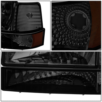 FAROS 92-96 FORD F-150, F-250, F-350, BRONCO 2/4-DR - 6PC - 9007 LOW BEAM / HIGH BEAM - 3157A TURN SIGNAL - SMOKE HOUSING / AMBER CORNER