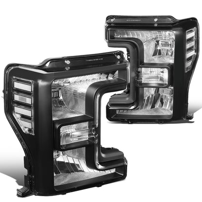 FAROS 17-19 FORD F-250, F-350, F-450, F-550 SUPER DUTY - FITS MODELS W/ HALOGEN HEADLIGHTS ONLY - H13 LOW BEAM / H13 HIGH BEAM - BLACK HOUSING / CLEAR CORNER