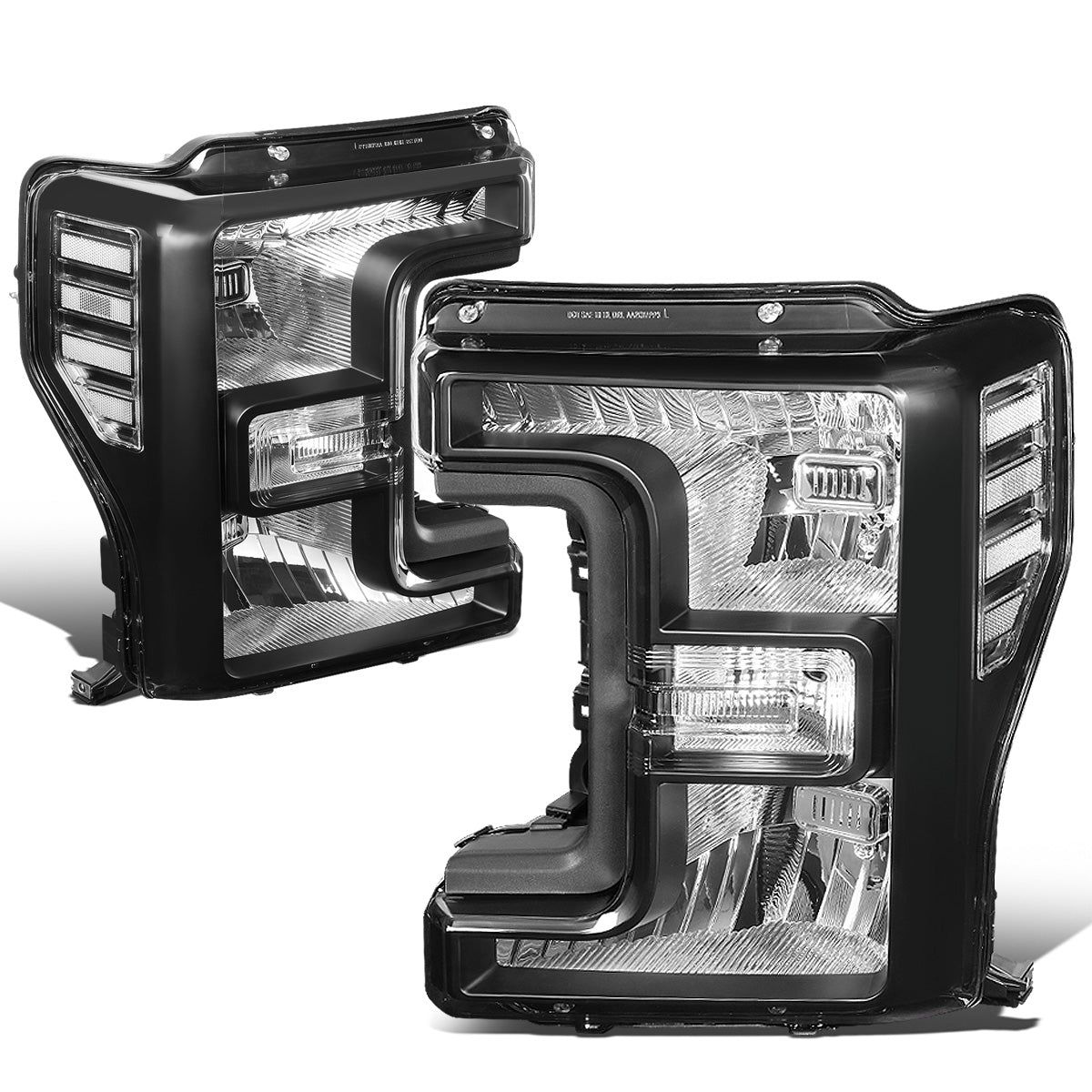 FAROS 17-19 FORD F-250, F-350, F-450, F-550 SUPER DUTY - FITS MODELS W/ HALOGEN HEADLIGHTS ONLY - H13 LOW BEAM / H13 HIGH BEAM - BLACK HOUSING / CLEAR CORNER