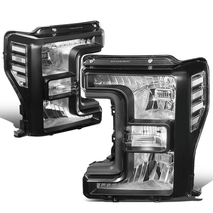 FAROS 17-19 FORD F-250, F-350, F-450, F-550 SUPER DUTY - FITS MODELS W/ HALOGEN HEADLIGHTS ONLY - H13 LOW BEAM / H13 HIGH BEAM - BLACK HOUSING / CLEAR CORNER
